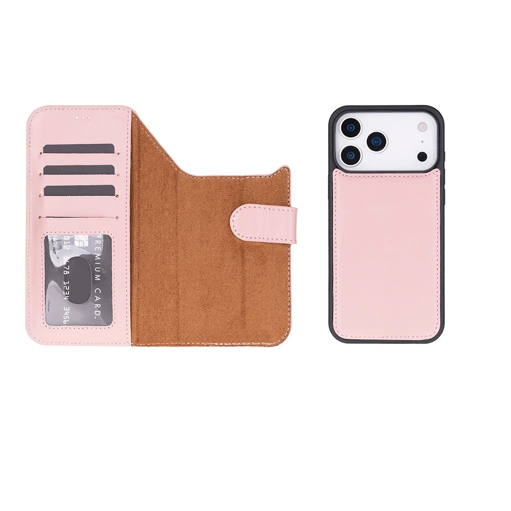 Pink leather MagSafe wallet case for iPhone 18 Pro and 17 Pro - view 5