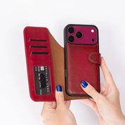 Red leather MagSafe wallet case for iPhone 18 Pro and 17 Pro - view 2