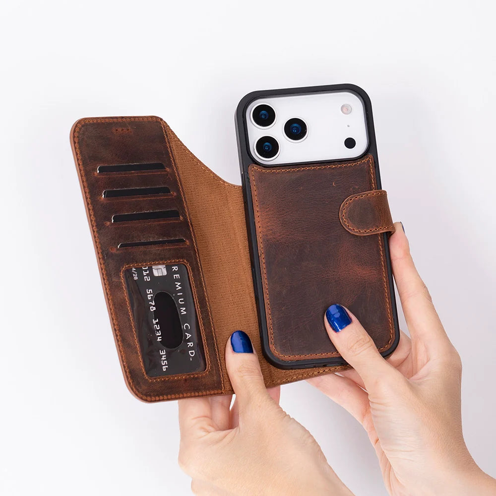 Saddle Brown leather MagSafe wallet case for iPhone 18 Pro and 17 Pro - view 2