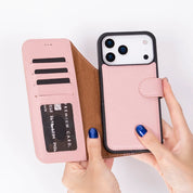 Pink leather MagSafe wallet case for iPhone 18 Pro and 17 Pro - view 2