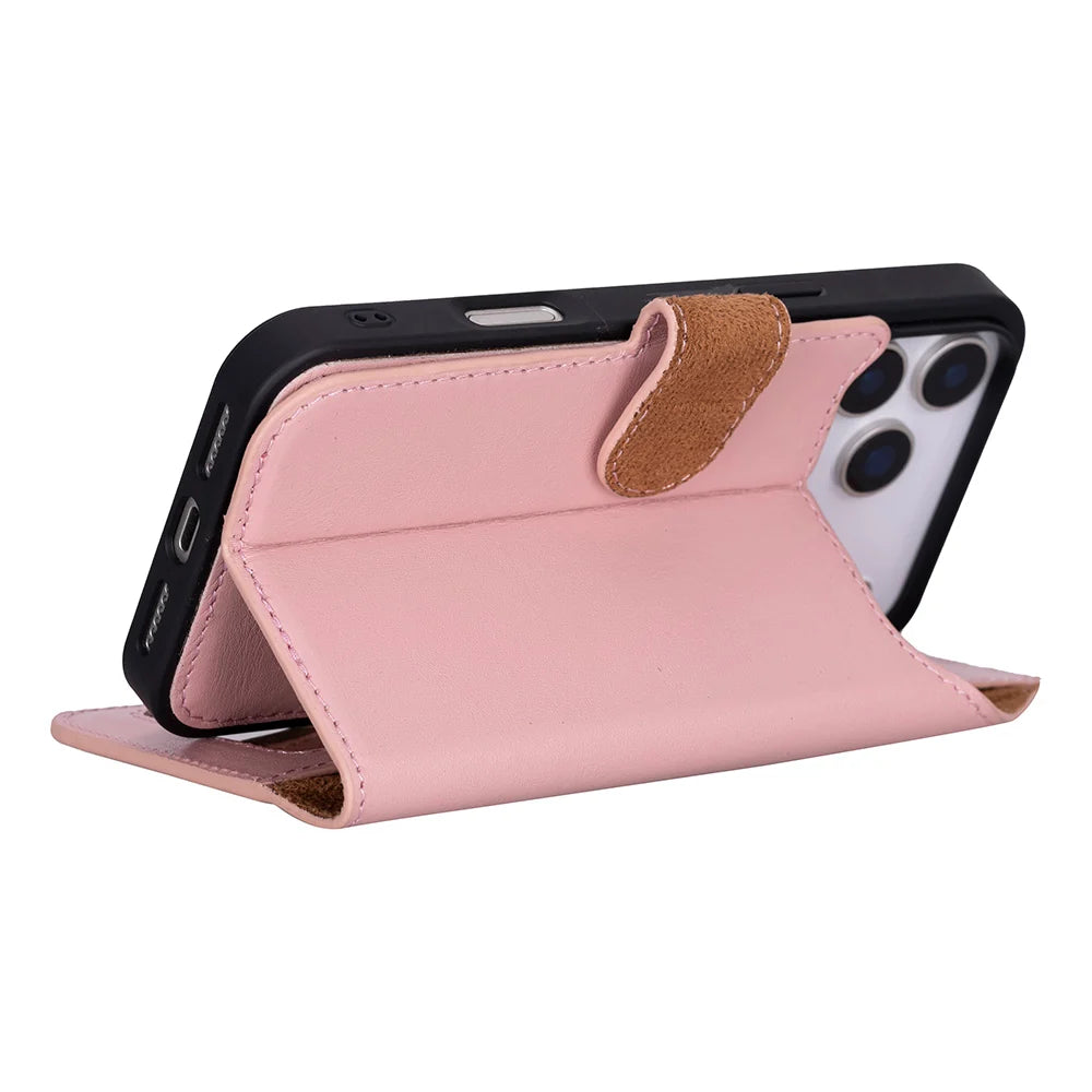 Pink leather MagSafe wallet case for iPhone 18 Pro and 17 Pro - view 8