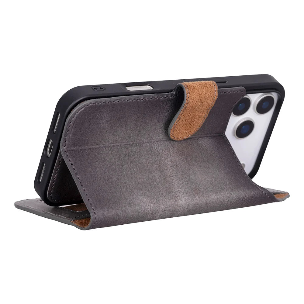 Gray leather MagSafe wallet case for iPhone 18 Pro and 17 Pro - view 8