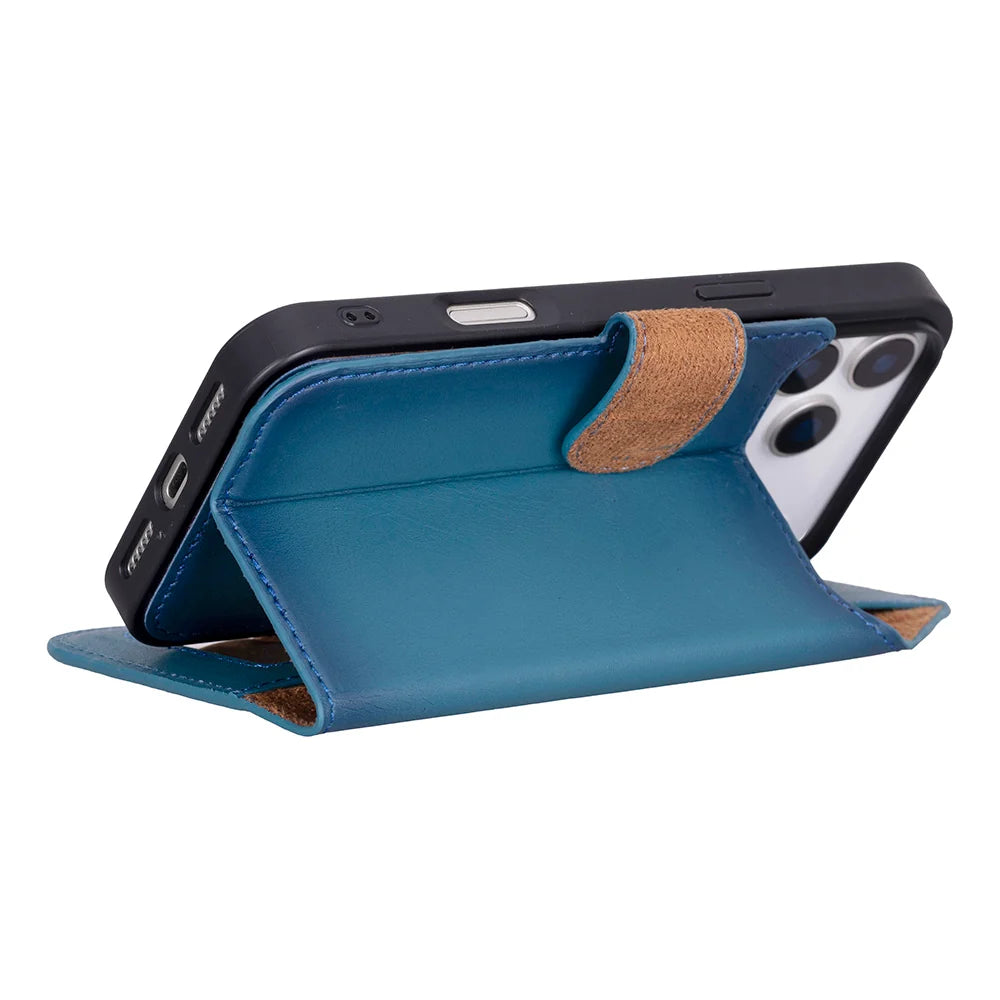 Blue leather MagSafe wallet case for iPhone 18 Pro and 17 Pro - view 9