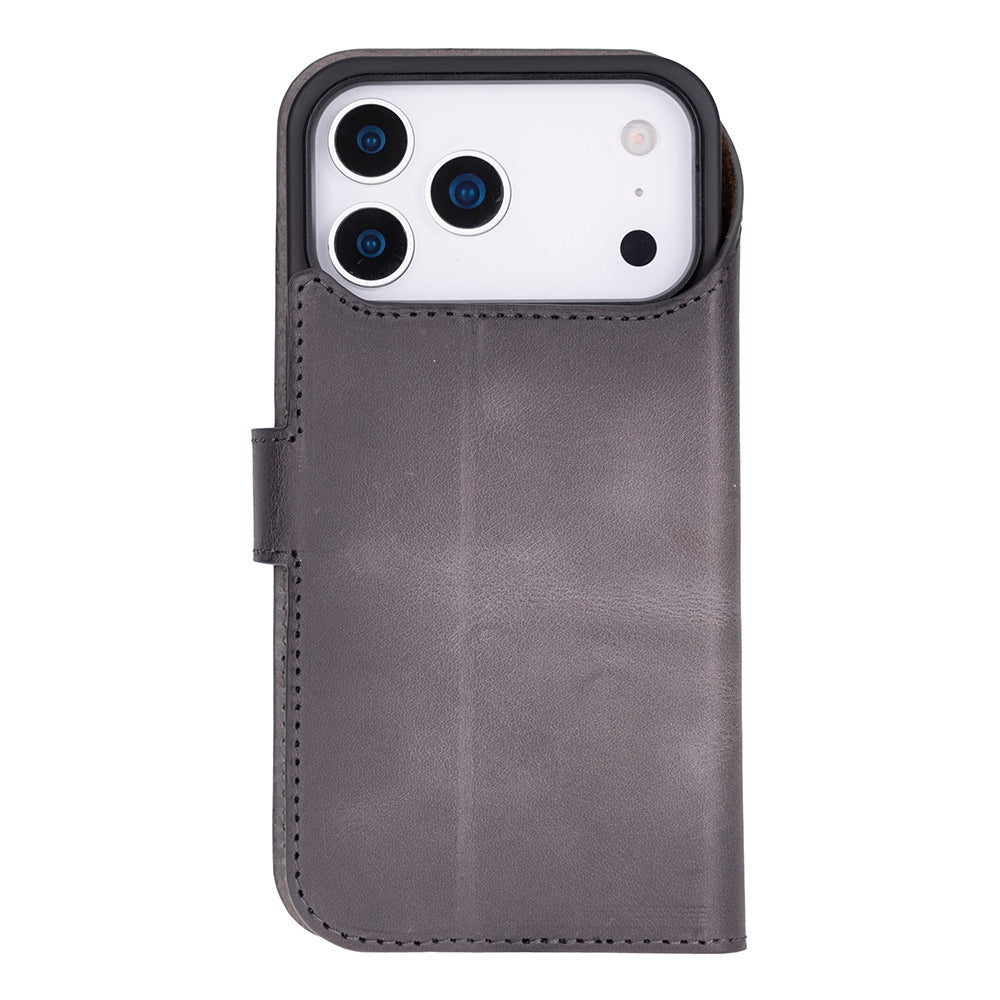 Gray leather MagSafe wallet case for iPhone 18 Pro and 17 Pro - view 7