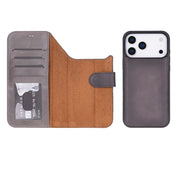 Gray leather MagSafe wallet case for iPhone 18 Pro and 17 Pro - view 4