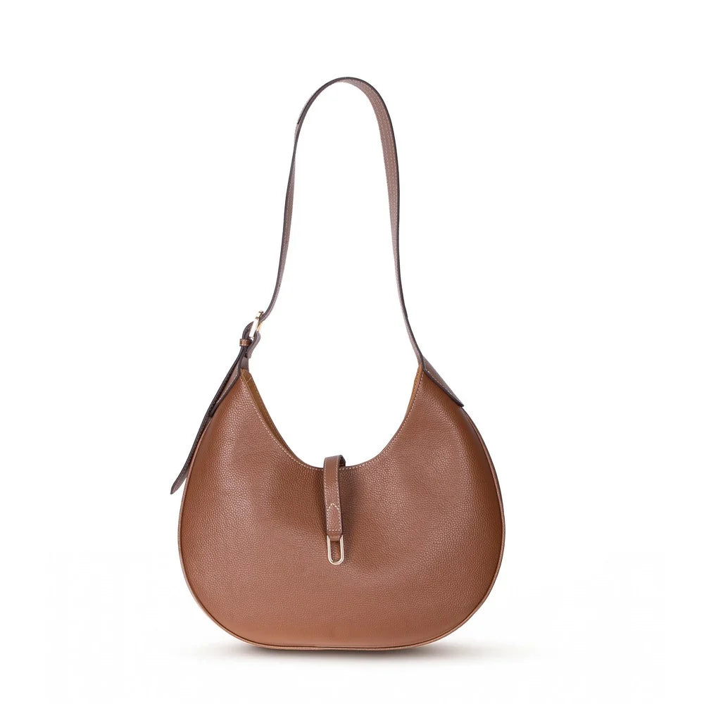 Selene Crescent Leather Shoulder Bag – Personalized Women's Hobo Purse