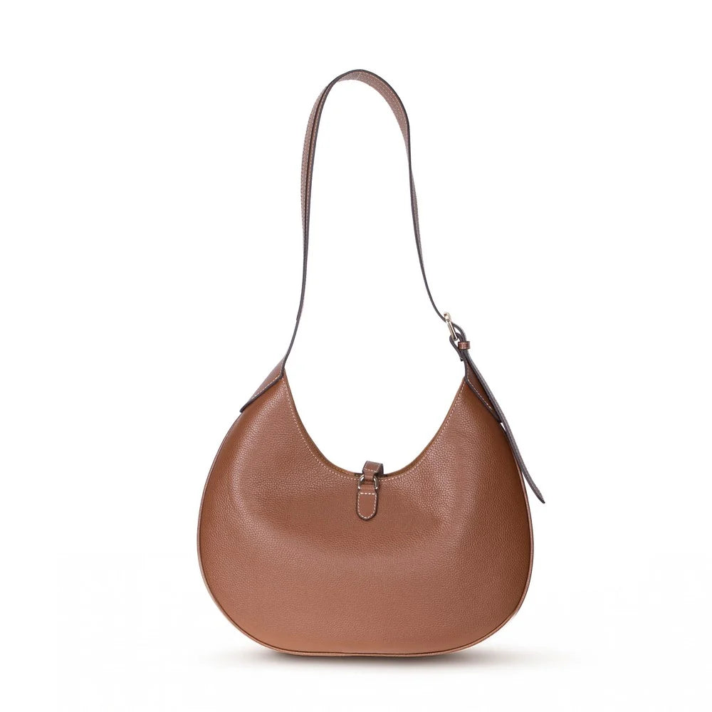 Selene Crescent Leather Shoulder Bag – Personalized Women's Hobo Purse
