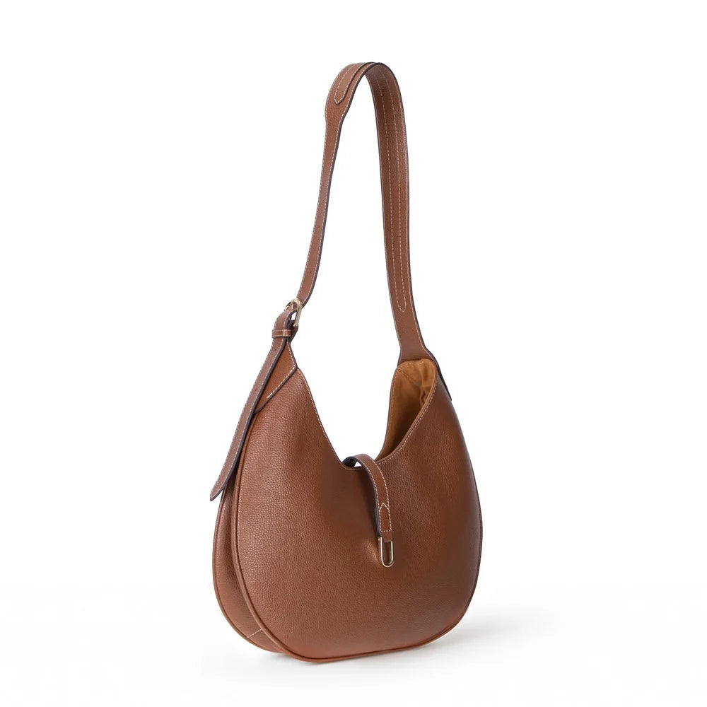 Selene Crescent Leather Shoulder Bag – Personalized Women's Hobo Purse