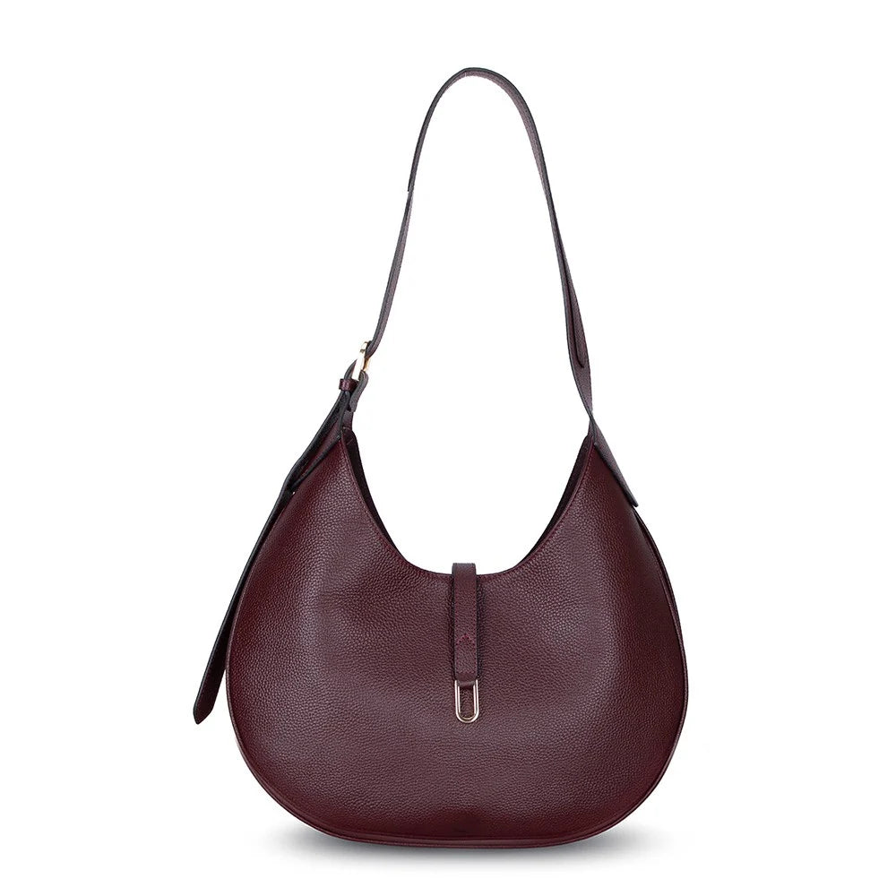 Selene Crescent Leather Shoulder Bag – Personalized Women's Hobo Purse