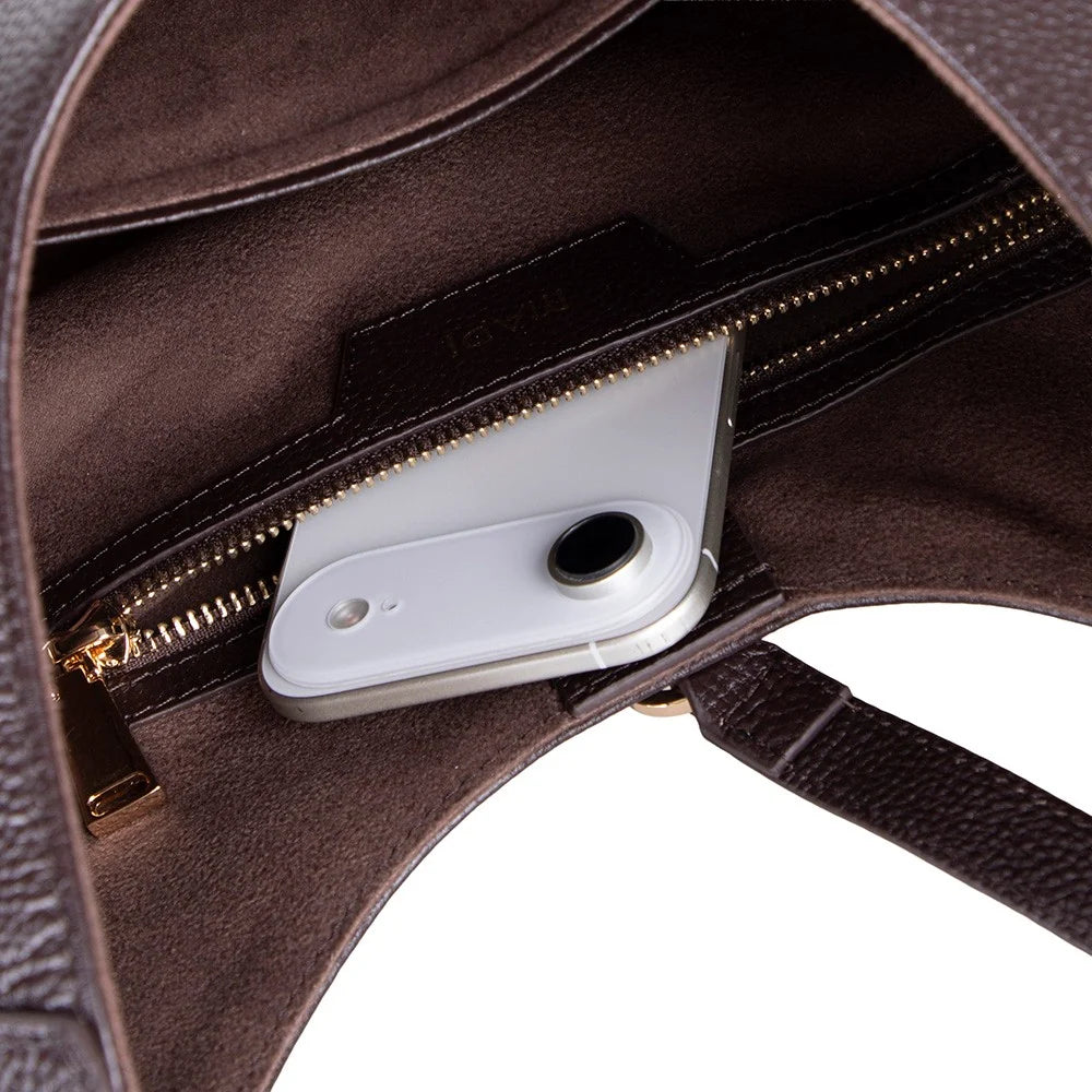 Selene Crescent Leather Shoulder Bag – Personalized Women's Hobo Purse