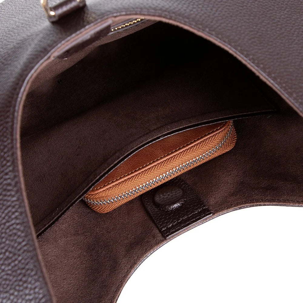 Selene Crescent Leather Shoulder Bag – Personalized Women's Hobo Purse