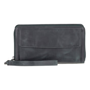 Eliza Leather Wallet Clutch – RFID, Wrist Strap, 12 Card Slots