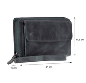 Eliza Leather Wallet Clutch – RFID, Wrist Strap, 12 Card Slots