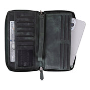 Eliza Leather Wallet Clutch – RFID, Wrist Strap, 12 Card Slots