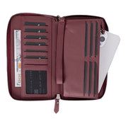 Eliza Leather Wallet Clutch – RFID, Wrist Strap, 12 Card Slots