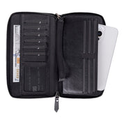 Eliza Leather Wallet Clutch – RFID, Wrist Strap, 12 Card Slots