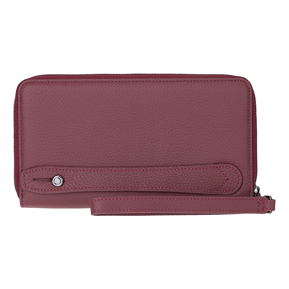 Eliza Leather Wallet Clutch – RFID, Wrist Strap, 12 Card Slots