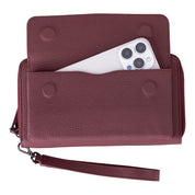 Eliza Leather Wallet Clutch – RFID, Wrist Strap, 12 Card Slots