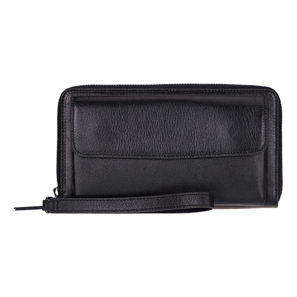 Eliza Leather Wallet Clutch – RFID, Wrist Strap, 12 Card Slots