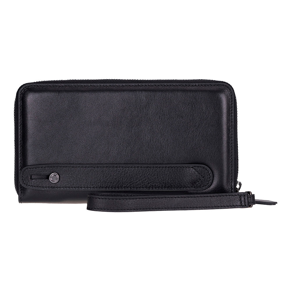 Eliza Leather Wallet Clutch – RFID, Wrist Strap, 12 Card Slots