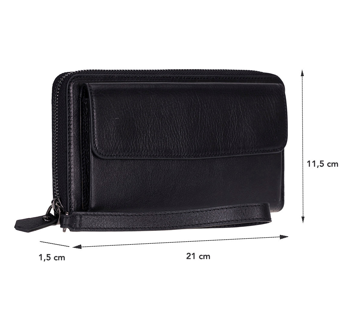 Eliza Leather Wallet Clutch – RFID, Wrist Strap, 12 Card Slots