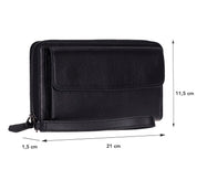 Eliza Leather Wallet Clutch – RFID, Wrist Strap, 12 Card Slots