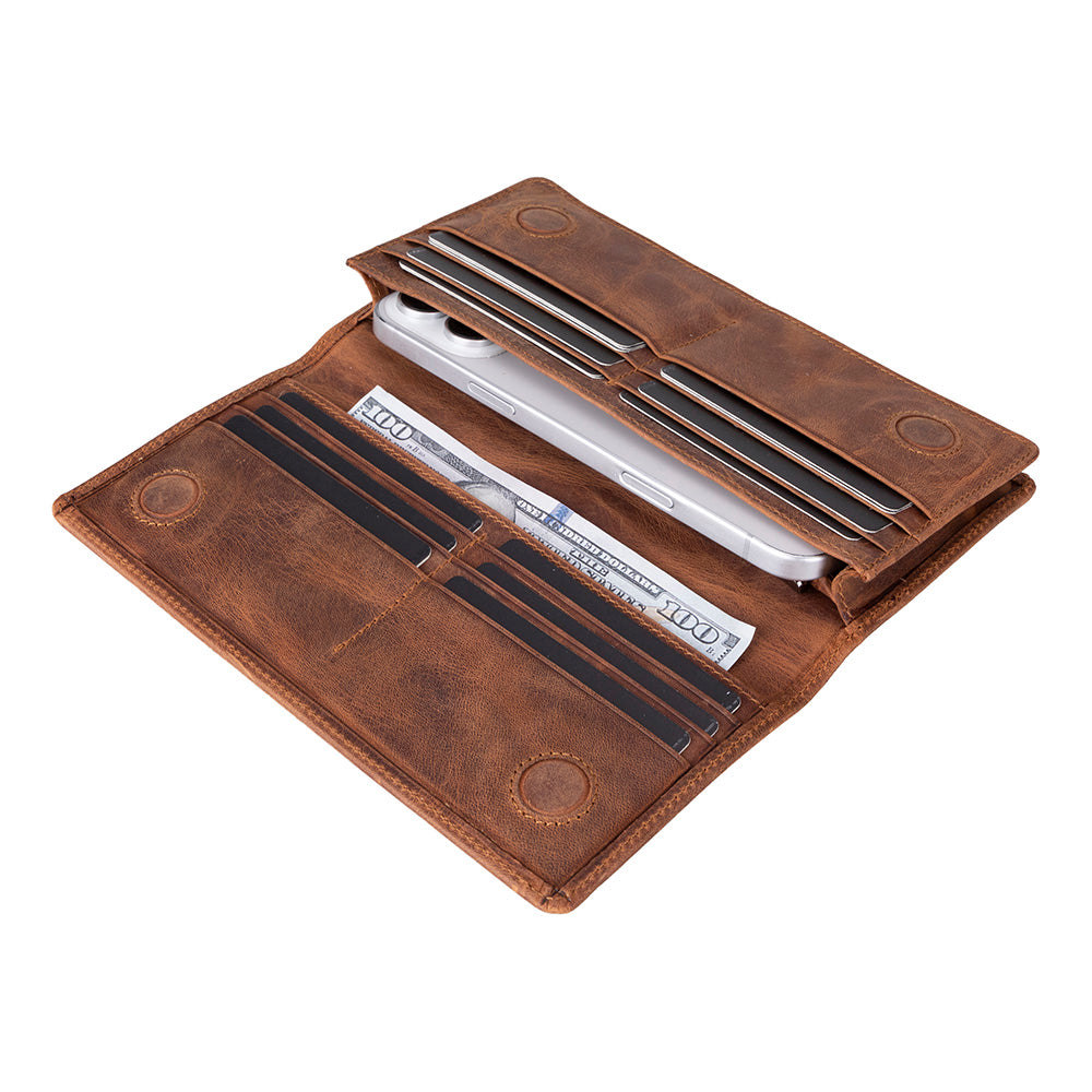 Sentinel Leather Wallet – Unisex RFID Long Wallet with Phone Pocket