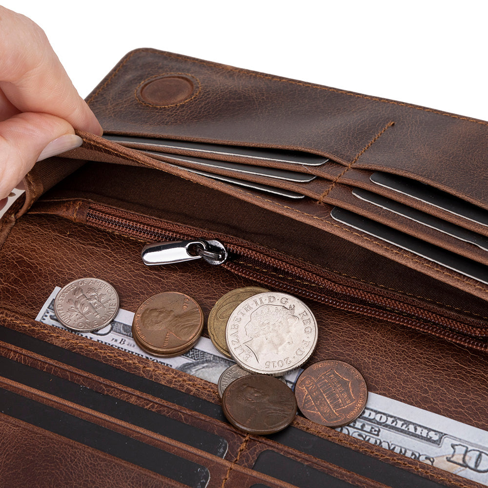 Sentinel Leather Wallet – Unisex RFID Long Wallet with Phone Pocket