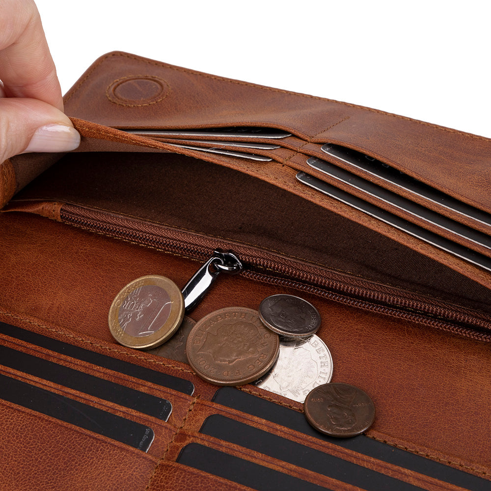 Sentinel Leather Wallet – Unisex RFID Long Wallet with Phone Pocket