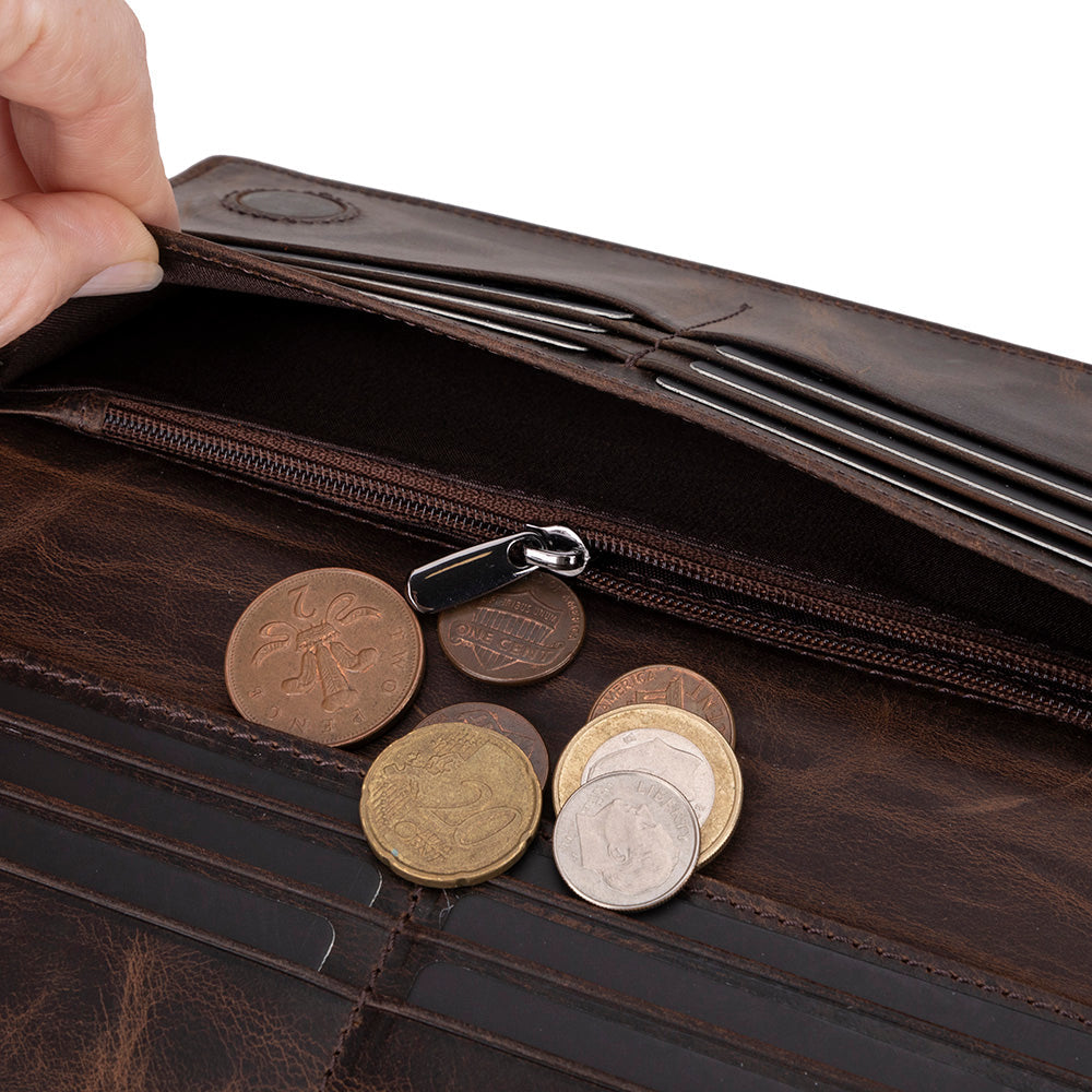 Sentinel Leather Wallet – Unisex RFID Long Wallet with Phone Pocket