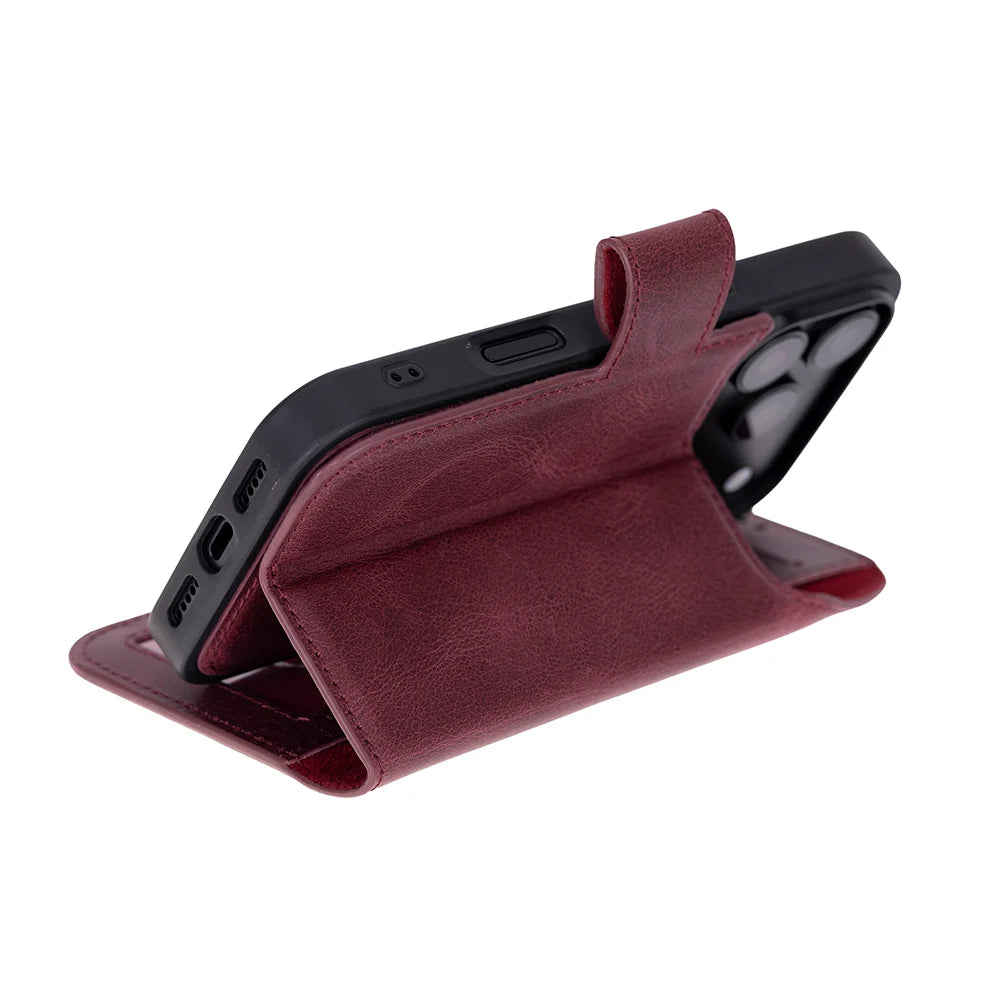 Purple leather MagSafe wallet case for iPhone 18 Pro and 17 Pro - view 8