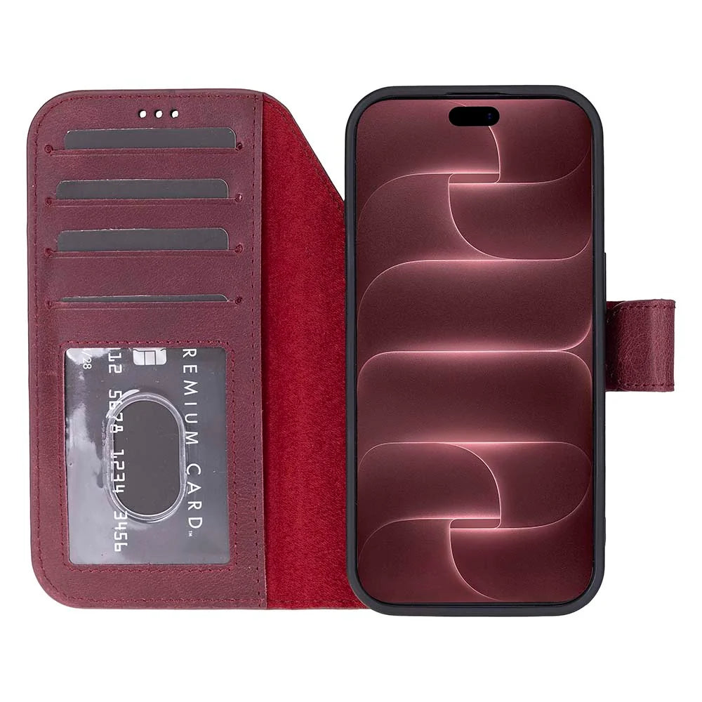 Purple leather MagSafe wallet case for iPhone 18 Pro and 17 Pro - view 9