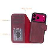 Purple leather MagSafe wallet case for iPhone 18 Pro and 17 Pro - view 3