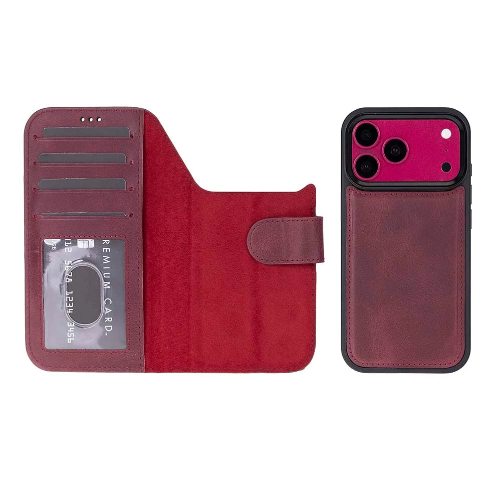 Purple leather MagSafe wallet case for iPhone 18 Pro and 17 Pro - view 5