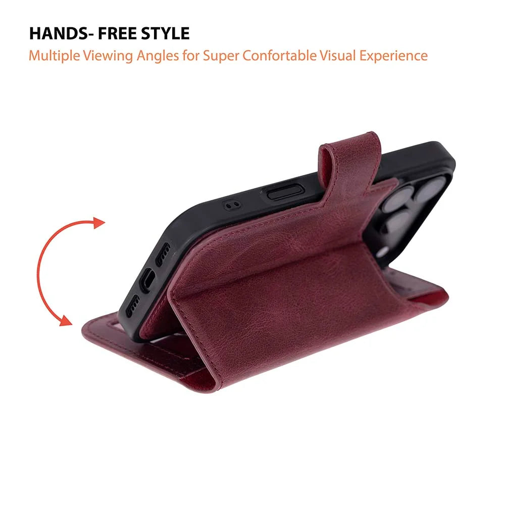 Purple leather MagSafe wallet case for iPhone 18 Pro and 17 Pro - view 4