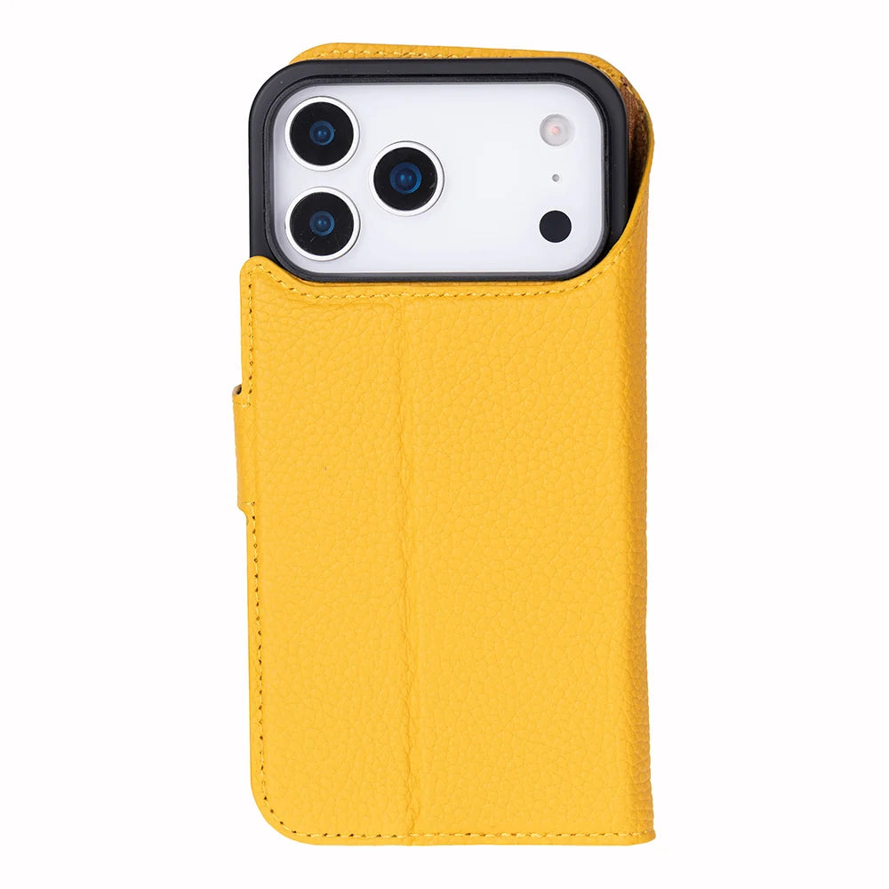 Yellow leather MagSafe wallet case for iPhone 18 Pro and 17 Pro - view 7