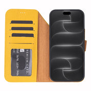 Yellow leather MagSafe wallet case for iPhone 18 Pro and 17 Pro - view 8