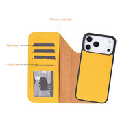 Yellow leather MagSafe wallet case for iPhone 18 Pro and 17 Pro - view 3