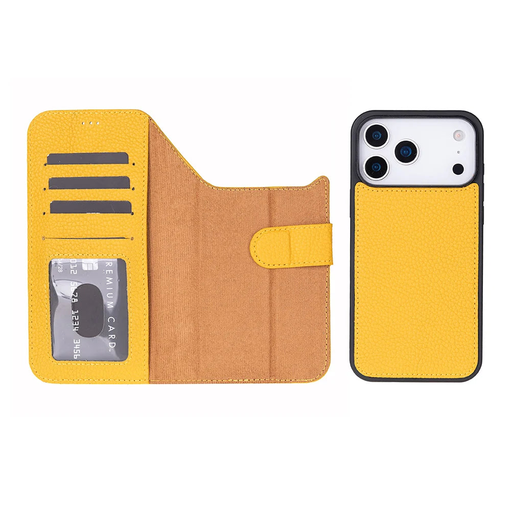 Yellow leather MagSafe wallet case for iPhone 18 Pro and 17 Pro - view 5