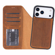 Moccasin genuine leather detachable wallet case for iPhone 18 Pro