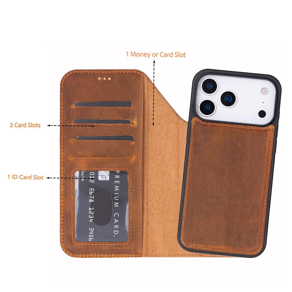 Moccasin leather MagSafe wallet case for iPhone 18 Pro and 17 Pro - view 3