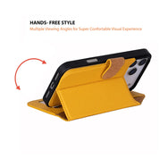 Yellow leather MagSafe wallet case for iPhone 18 Pro and 17 Pro - view 4
