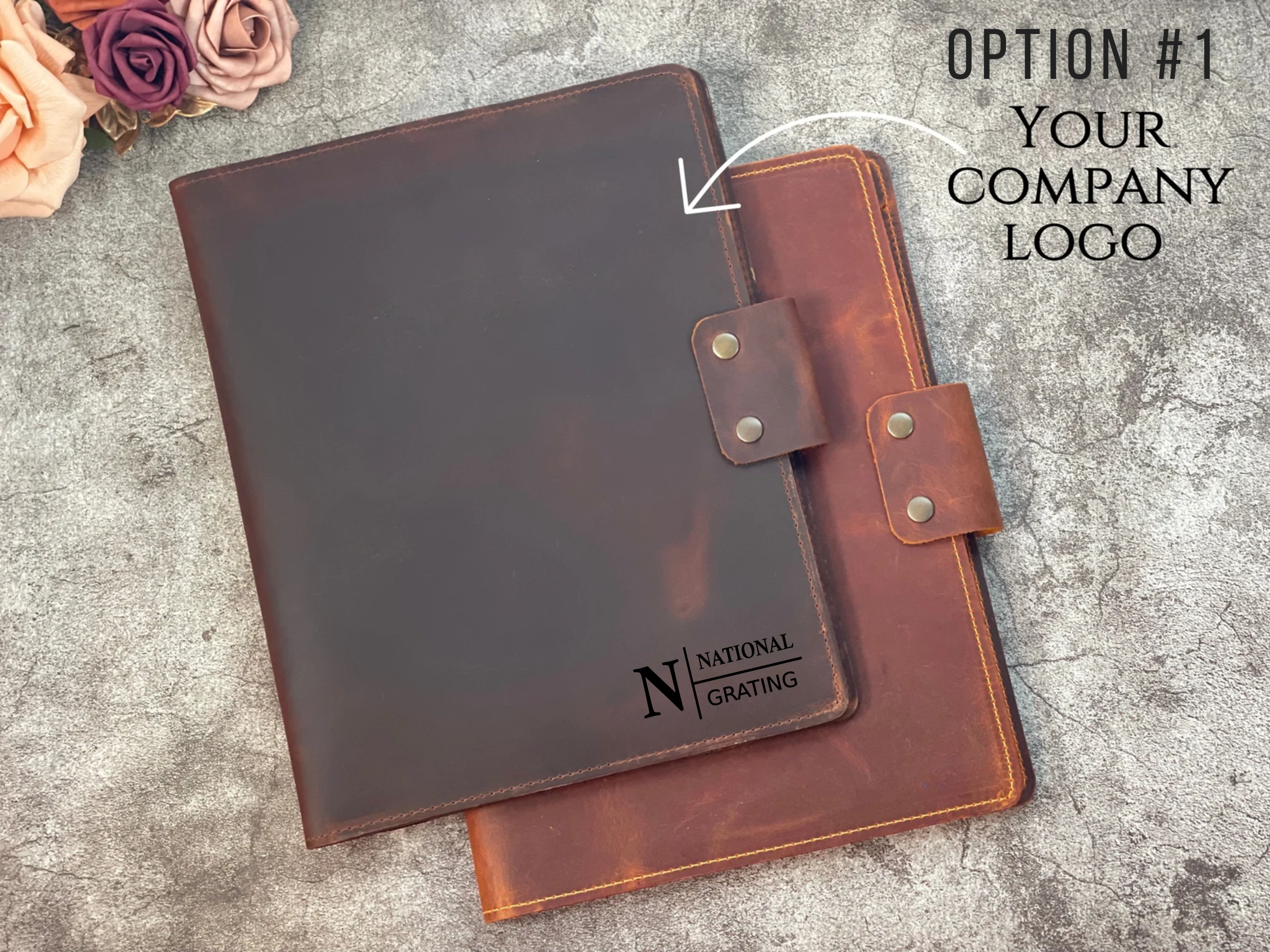 75 Units x Custom Engraved Portfolios (lined notepad + pen + gift box + intl shipping included)
