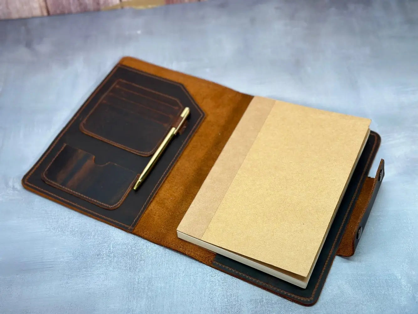 Personalized Handmade A5 Leather Planner with Pen - Legendary Hide