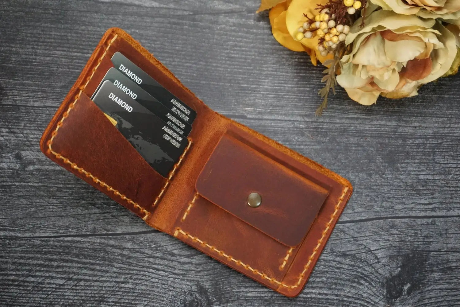 Personalized Handmade Brown Leather Wallet for Men - Legendary Hide