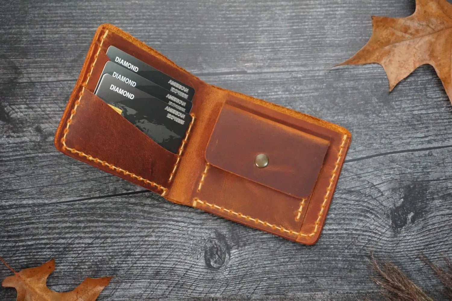 Personalized Handmade Brown Leather Wallet for Men - Legendary Hide