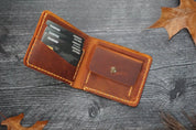 Personalized Handmade Brown Leather Wallet for Men - Legendary Hide