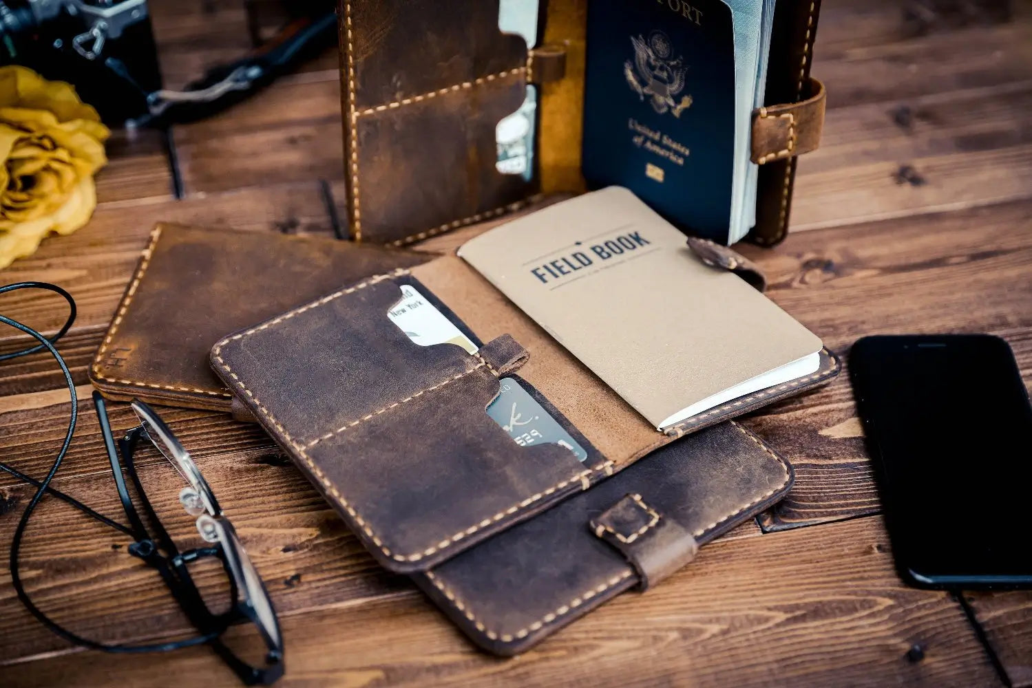 Personalized Handmade Leather Passport Cover &amp; Travel Wallet