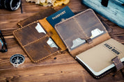 Personalized Handmade Leather Passport Cover & Travel Wallet