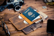 Personalized Handmade Leather Passport Cover & Travel Wallet